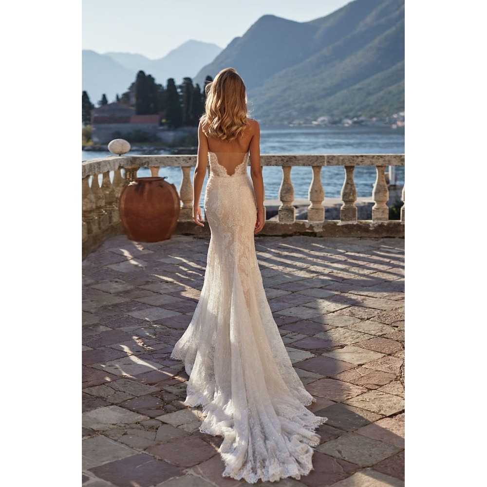 Milla Nova Ginara Strapless Floral Lace Mermaid Wedding Dress XL/EU 42/ US 10